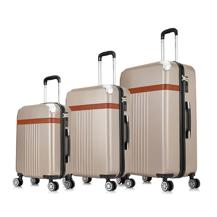 Faux Leather Strapped ABS Retro Luggage